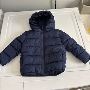 Navy Puffer Jacket with Hood 2T